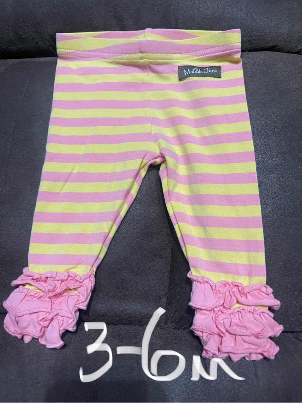 Matilda Jane Pink & Yellow Striped Ruffle Capris